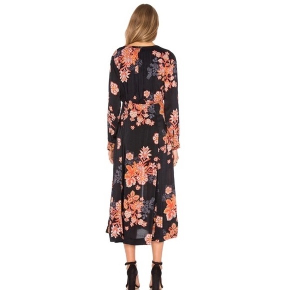 Free People Miranda Floral Button Front Midi Dress Black Combo 2 - Picture 3 of 16